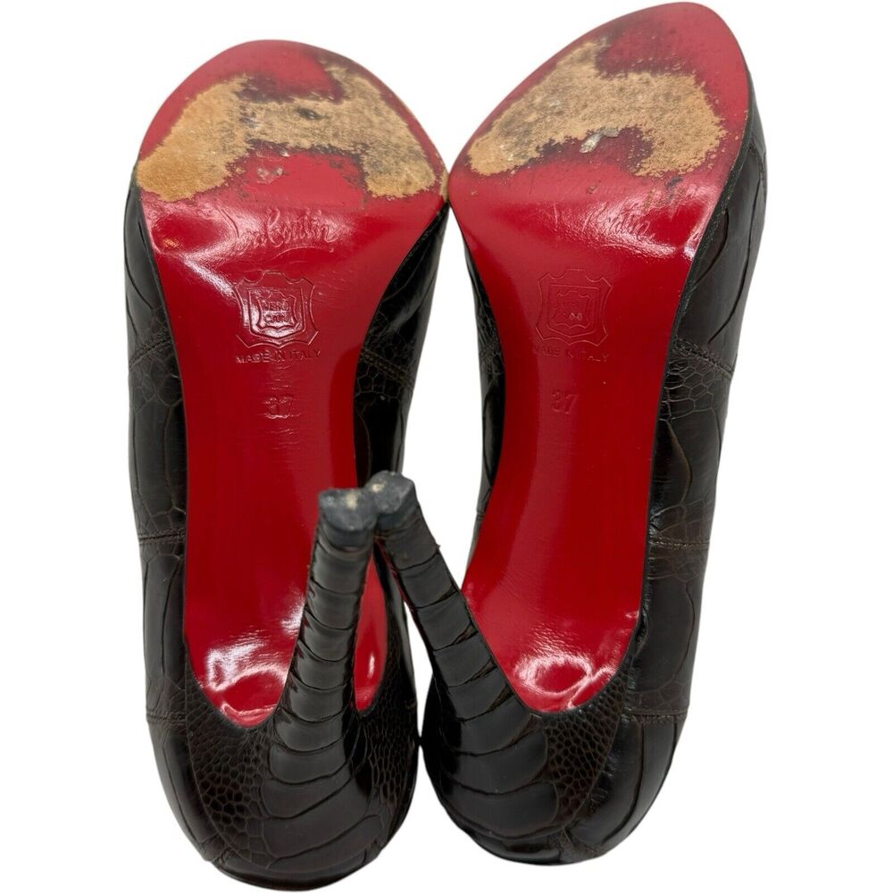 Christian Louboutin Simple Pump Ostrich Leg Leather Size 37 - Picture 12 of 15